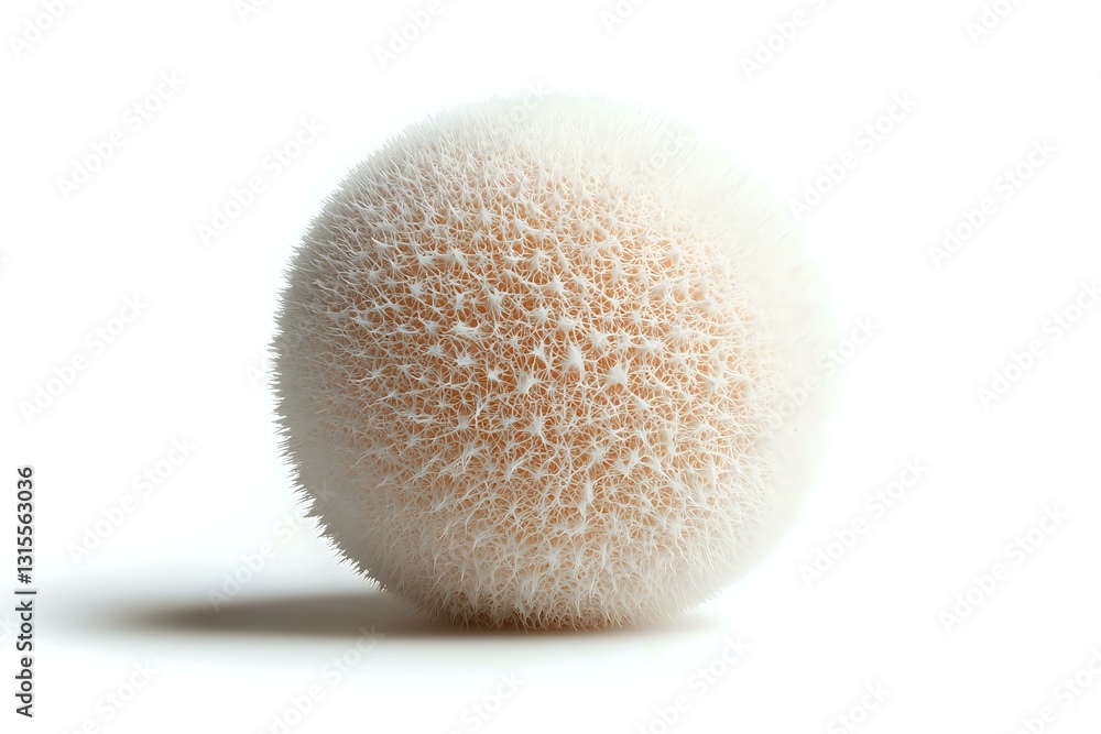 Poster soft white spherical coral-like structure with delicate spiky texture against clean white background