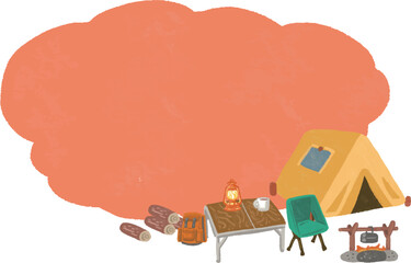 キャンプ　アウトドア　手描き風フレームイラスト