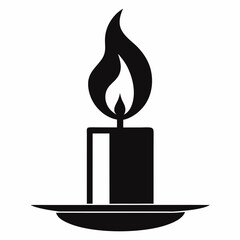 burning candle in a candlestick