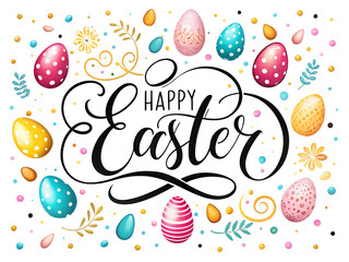 Colorful Easter eggs with decorative patterns and golden accents isolated on transparent background, festive holiday PNG design