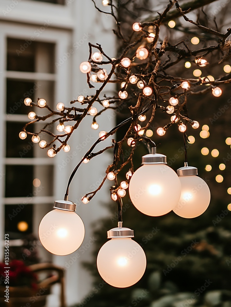 Poster elegant outdoor lighting display with delicate string lights on branches