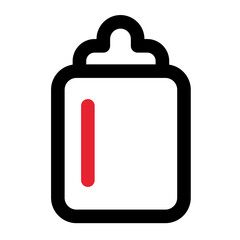 A Simple Baby Bottle Icon, Minimalist Design With A Bold Red Line Representing Nourishment And Care, Clean White Background
