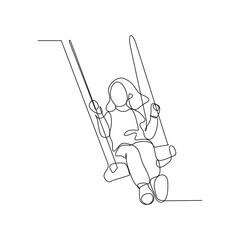 One continuous line drawing of children playing  in the playground park vector illustration. Games themes design concept in simple linear continuous line. Game themes design is suitable for your asset