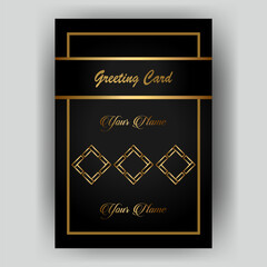 Gold-trimmed black greeting card design template