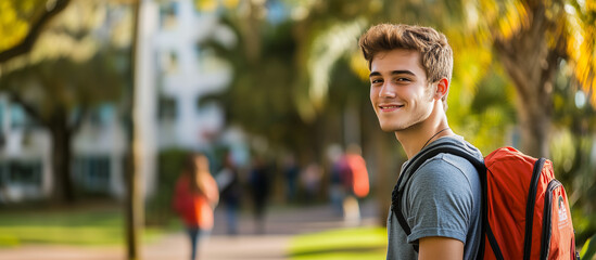 Fototapeta premium University student portrait with natural lighting, embodying focus and determination in academic pursuit.