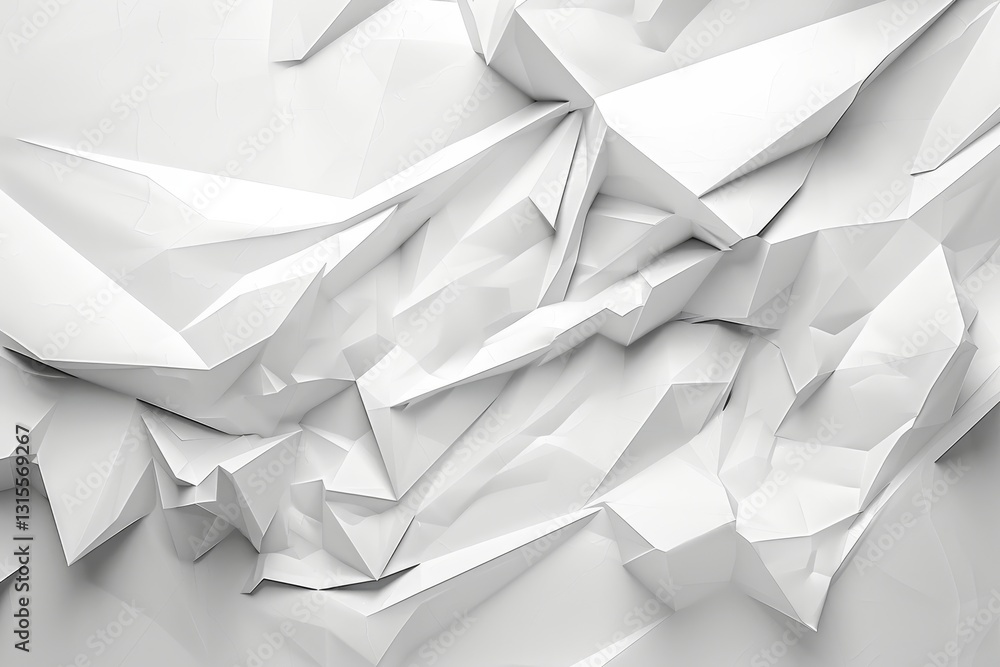 Poster a close-up shot of abstract white angular shapes against a stark white background, a stark white bac