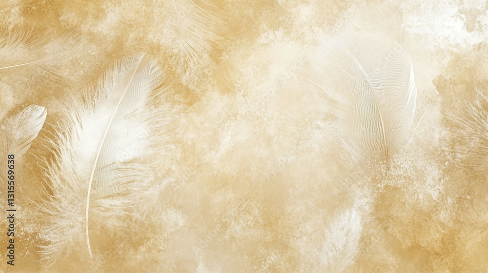 Aufkleber feathers background with beige colors blend and aesthetic soft style. fragile and sensitive elements
