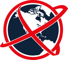 Earth and prohibition sign icon