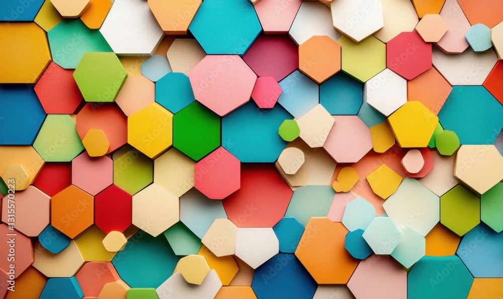 Poster colorful hexagon pattern background; abstract texture for design