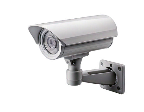 cctv security camera isolated on transparent background, PNG file, video surveillance camera, security camera isolated on white
