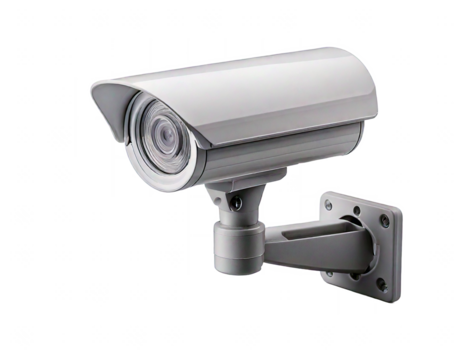 cctv security camera isolated on transparent background, PNG file, video surveillance camera, security camera isolated on white