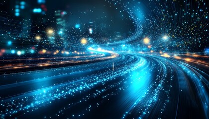 Digital Highway: City Lights for Data Flow.