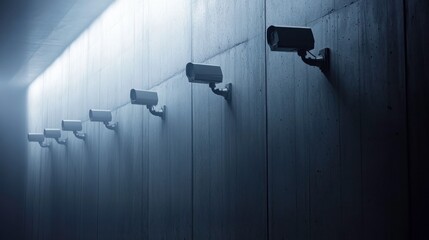 Minimalist Installation of Surveillance Cameras in Soft Light