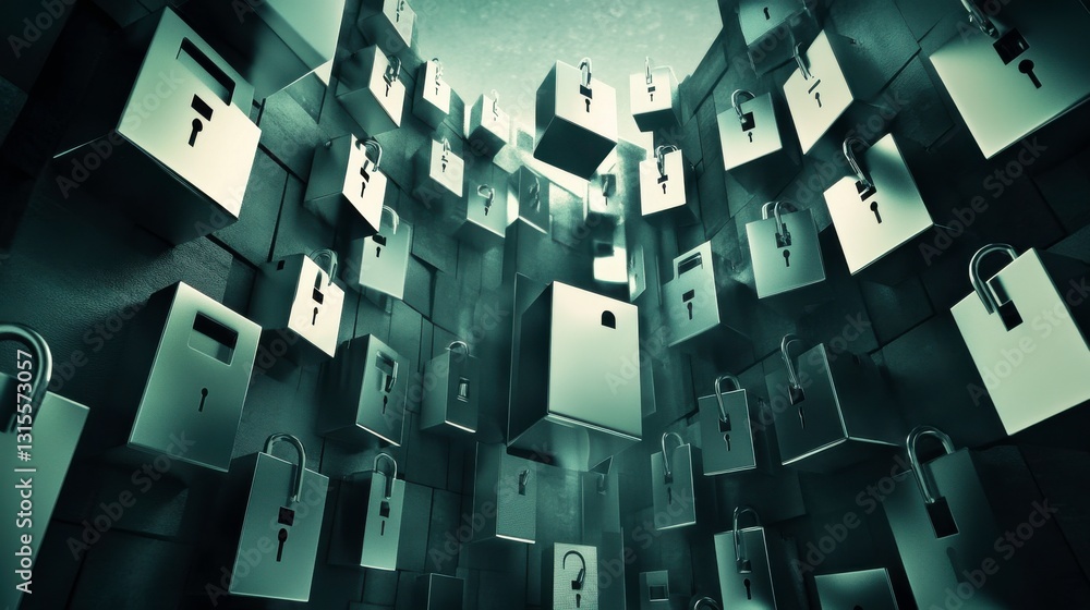 Aufkleber minimalist security locks in a soft digital setting