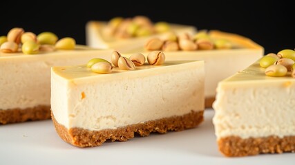 Elegant Pistachio Cheesecake Bites Studio Shot