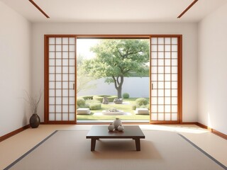 Minimalist Zen Bedroom with Sliding Shoji and Garden