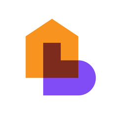Letter B house overlapping color logo