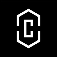 Letter C house minimal hexagon logo design