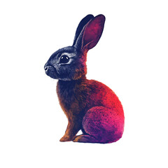 A Rabbit Silhouette Sitting on the Ground Isolated on Transparent Background