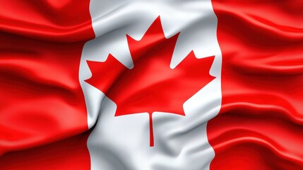 Canadian Flag Waving with Red Maple Leaf