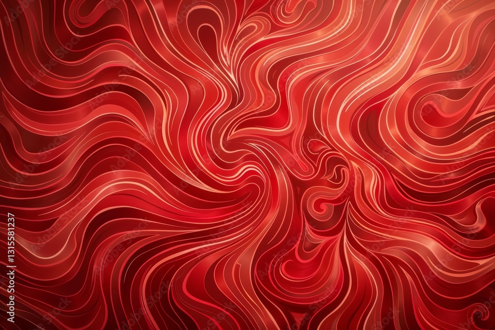 Poster a close-up of a vibrant red background with intricate swirling patterns, featuring subtle shimmering