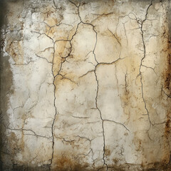 Fototapeta premium Cracked, aged, beige stone texture with dark brown edges.