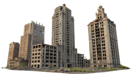 Business buildings, Skyscrapers in business quarter in Sao Paulo in isolated on white background.  PNG, AI Generated 