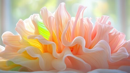 Fototapeta premium Close-up Ethereal flower petals cascade with gentle light, ideal for serenity or nature-themed projects