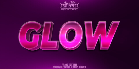 Glow editable text effect, customizable club and night 3d font style