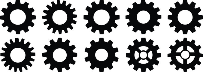Gear silhouette set vector design big pack of engineer illustration and icon