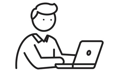 プログラマーのアイコン シンプルな線画イラスト