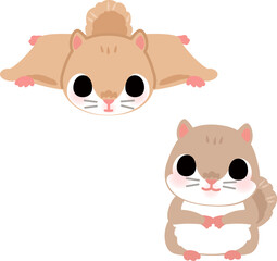 エゾモモンガのデフォルメイラスト