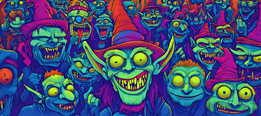Obraz premium Colorful Goblin Horde, ai generated.