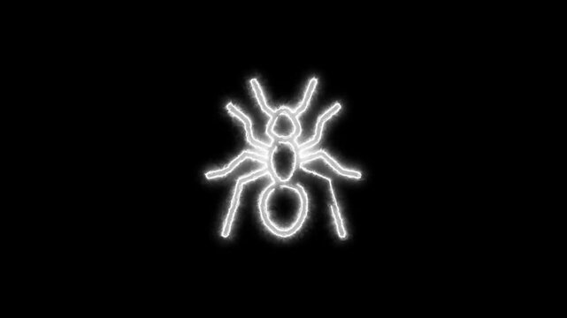 A neon ant icon animation could feature a glowing, animated ant that pulses with vibrant neon colors, creating a dynamic and modern look.The animation could show the ant moving in a fluid.