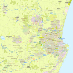 Detailed labeled map of Aberdeen, United Kingdom