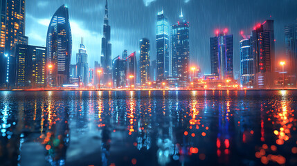 Obraz premium rainy dubai,