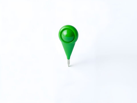 A simple green location pin icon on a white background, representing navigation. Generative AI