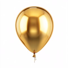 Bright and Shiny Gold Balloon Floating Against a Clean White Background