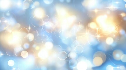Obraz premium Abstract blue and gold bokeh background with bright lights and sparkles.