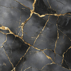 Cracked dark marble texture with gold veins.