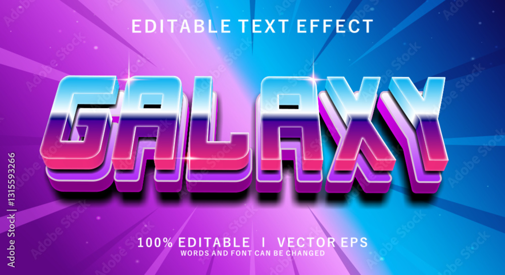 Poster galaxy vector text effect with modern style design