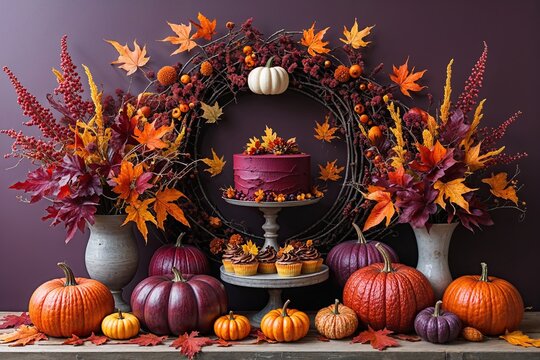 Enchanting Autumn Decor Featuring Vibrant Burgundy and Ochre Elements