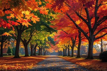 Fototapeta premium Colorful Maple Leaves Creating a Stunning Autumn Background