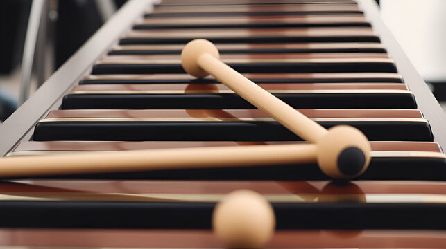 Close up of vibraphone and mallets