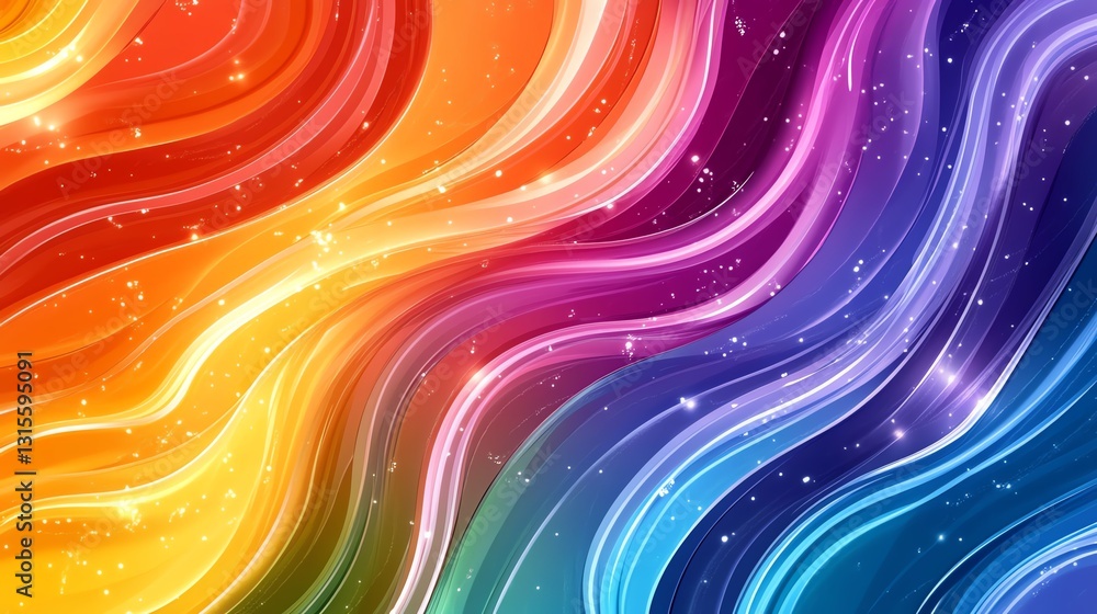 Aufkleber vibrant abstract design featuring flowing waves and sparkling effects in a colorful spectrum