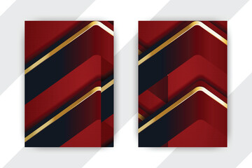 Red gold design template, abstract background, modern brochure, elegant presentation