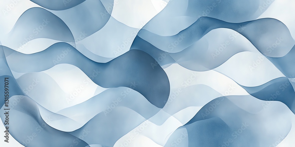 Poster waves of blue and white create a calming abstract pattern in a soft and harmonious design
