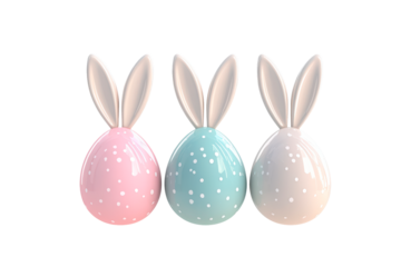 Easter egg with bunny ears isolated on transparent background