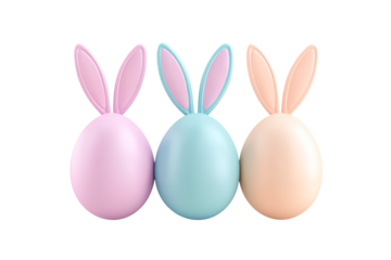 Easter egg with bunny ears isolated on transparent background