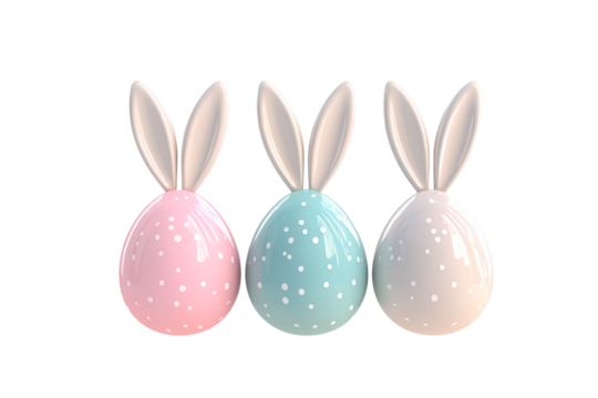 Easter egg with bunny ears isolated on transparent background